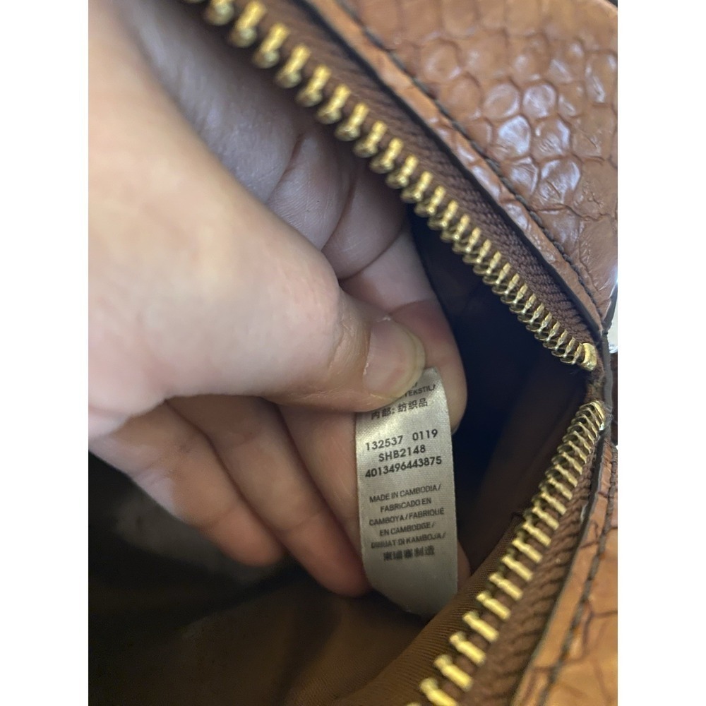 Fossil Croc Leather Effect Messenger Bag Baked Clay Tan And Brown Crossbody - Picture 13 of 16
